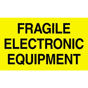 W.B. Mason Co. Labels, Fragile Electronic Equipment, 3 in x 5 in, Fluorescent Yellow, 500/Roll