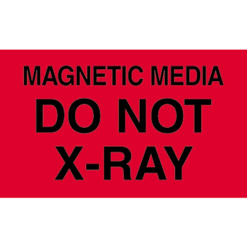 W.B. Mason Co. Labels, Do Not x Ray- Magnetic Media, 3 in x 5 in, Fluorescent Red, 500/Roll