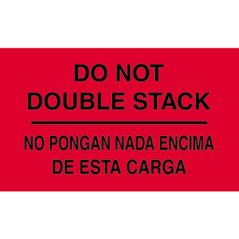 W.B. Mason Co. Bilingual Labels, Do Not Double Stack / No Pongan Nada Encima De Esta Carga, 3 in x 5 in, Fluorescent Red, 500/Roll