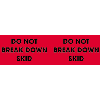 W.B. Mason Co. Labels, Do Not Break Down Skid, 3 in x 10 in, Fluorescent Red, 500/Roll