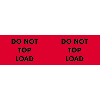 W.B. Mason Co. Labels, Do Not Top Load, 3 in x 10 in, Fluorescent Red, 500/Roll