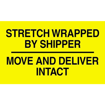 W.B. Mason Co. Labels, Stretch Wrapped By Shipper- Move And Deliver Intact, 3 in x 5 in, Black/Yellow, 500/Roll