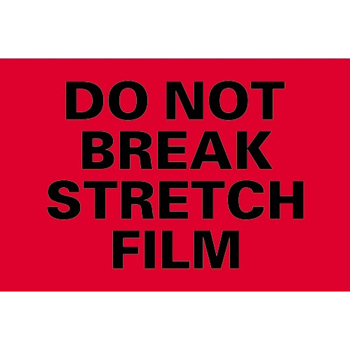 W.B. Mason Co. Labels, Do Not Break Stretch Film, 4 in x 6 in, Fluorescent Red, 500/Roll