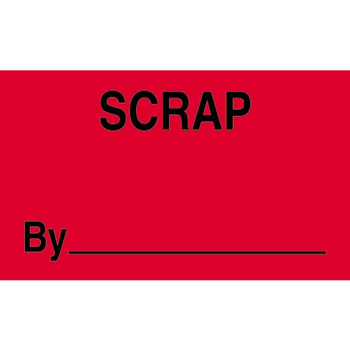 W.B. Mason Co. Labels, Scrap By __, 3 in x 5 in, Fluorescent Red, 500/Roll