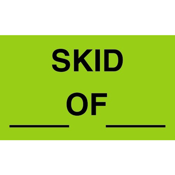 W.B. Mason Co. Labels, Skid __ of __, 3 in x 5 in, Fluorescent Green, 500/Roll