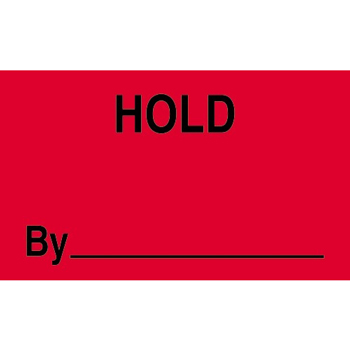 W.B. Mason Co. Labels, Hold By __, 3 in x 5 in, Fluorescent Red, 500/Roll