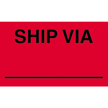 W.B. Mason Co. Labels, Ship Via __, 3 in x 5 in, Fluorescent Red, 500/Roll