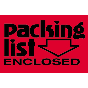 W.B. Mason Co. Labels, Packing List Enclosed, 2 in x 3 in, Fluorescent Red, 500/Roll