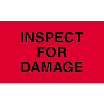 W.B. Mason Co. Labels, Inspect For Damage, 3 in x 5 in, Fluorescent Red, 500/Roll