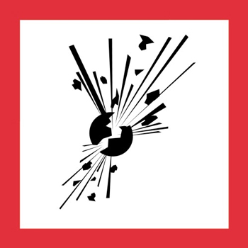 W.B. Mason Co. Pictogram Labels, Exploding Bomb, 1 in x 1 in, Red/White/Black, 500/Roll