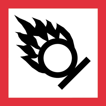 W.B. Mason Co. Pictogram Labels, Flame Over Circle, 1 in x 1 in, Red/White/Black, 500/Roll