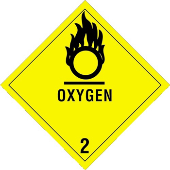 W.B. Mason Co. Labels, Oxygen- 2, 4 in x 4 in, Black/Yellow, 500/Roll