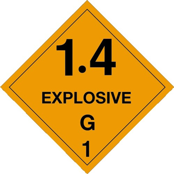 W.B. Mason Co. Labels, Explosive- 1.4G- 1, 4 in x 4 in, Orange/Black, 500/Roll