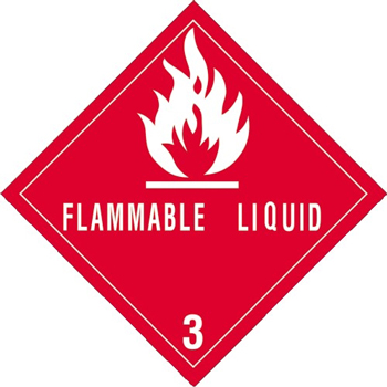 W.B. Mason Co. Labels, Flammable Liquid- 3, 4 in x 4 in, Red/White, 500/Roll