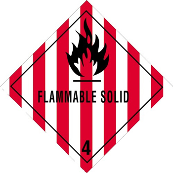 W.B. Mason Co. Labels, Flammable Solid- 4, 4 in x 4 in, Red/White/Black, 500/Roll