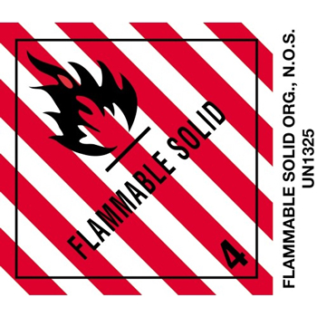 W.B. Mason Co. Labels, Flammable Solid, N.O.S., 4 in x 4-3/4 in, Red/White/Black, 500/Roll
