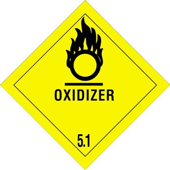 W.B. Mason Co. Labels, Oxidizer- 5.1, 4 in x 4 in, Black/Yellow, 500/Roll