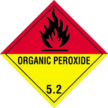 W.B. Mason Co. Labels, Organic Peroxide- 5.2, 4 in x 4 in, Red/Black/Yellow, 500/Roll