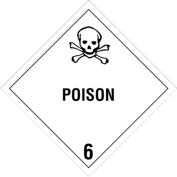 W.B. Mason Co. Labels, Poison- 6, 4 in x 4 in, Black/White, 500/Roll