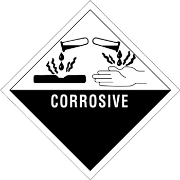 W.B. Mason Co. Labels, Corrosive, 4 in x 4 in, Black/White, 500/Roll