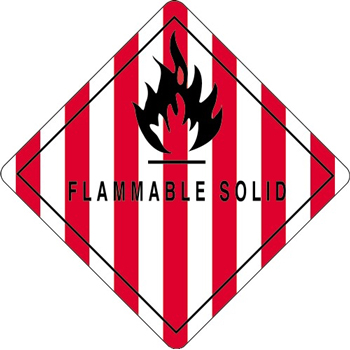 W.B. Mason Co. Labels, Flammable Solid, 4 in x 4 in, Red/White/Black, 500/Roll