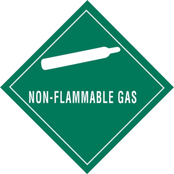 W.B. Mason Co. Labels, Non-Flammable Gas, 4 in x 4 in, Green/White, 500/Roll