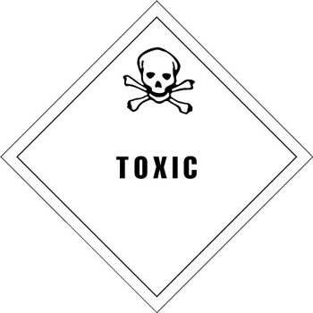 W.B. Mason Co. Labels, Toxic, 4 in x 4 in, Black/White, 500/Roll