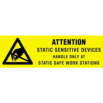 W.B. Mason Co. Anti-Static Labels, Attention- Static Sensitive Devices, 5/8 in x 2 in, Yellow/Black, 500/Roll