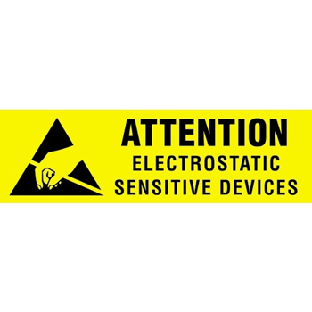W.B. Mason Co. Anti-Static Labels, Electrostatic Sensitive Devices, 3/8 in x 1-1/4 in, Yellow/Black, 500/Roll