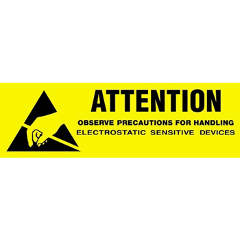 W.B. Mason Co. Anti-Static Labels, Attention- Observe Precautions, 5/8 in x 2 in, Yellow/Black, 500/Roll