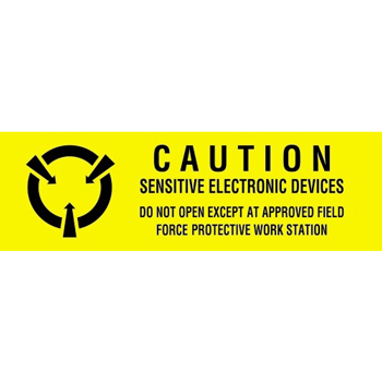 W.B. Mason Co. Anti-Static Labels, Sensitive Electronic Devices, 5/8 in x 2 in, Yellow/Black, 500/Roll