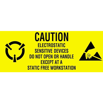 W.B. Mason Co. Anti-Static Labels, Electrostatic Sensitive Devices, 1 in x 2-1/2 in, Yellow/Black, 500/Roll