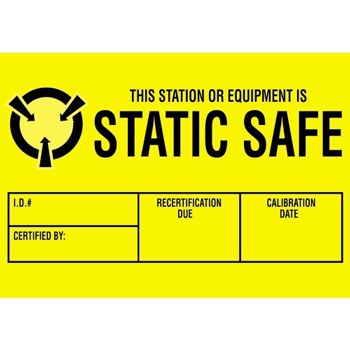 W.B. Mason Co. Anti-Static Labels, Static Safe, 1-3/4 in x 3 in, Yellow/Black, 500/Roll