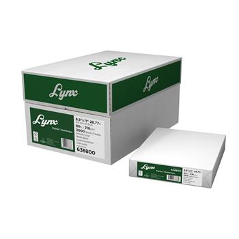 Lynx Digital Cover Paper, 96 Bright, 80 lb, 8.5&quot; x 11&quot;, White, 250 Sheets/Pack, 8 Packs/Carton