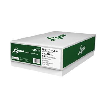Lynx Digital Smooth Cover, 65 lb, 12&quot; x 18&quot;, White, 650 Sheets/Carton