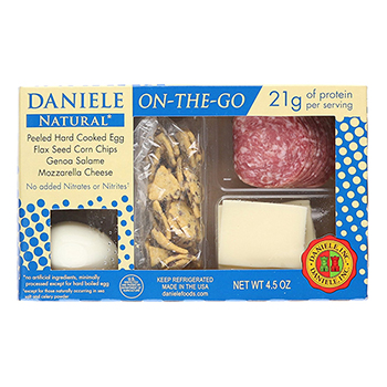 Daniele, Inc. Natural On-The-Go Genoa, Mozzarella, Flax Seed Chips, Egg, 4.5 oz, 5/PK
