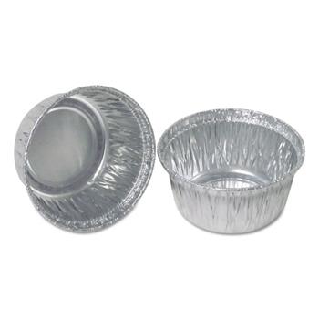 Durable Packaging Aluminum Round Containers, 3 1/4&quot; dia, Silver, 1000/Carton