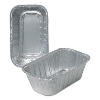 Durable Packaging Loaf Pans, Aluminum, Rectangular, 3-3/4&quot; W x 6-1/8&quot; H x 2&quot; D, Silver, 500/Carton