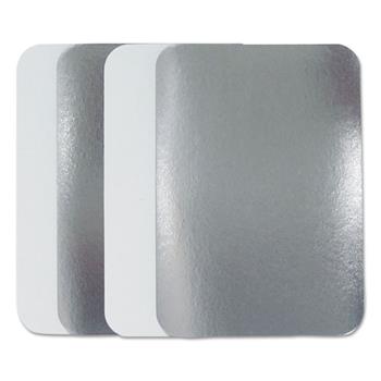 Durable Packaging Flat Lid, Oblong, 7&quot; L x 5&quot; W, Silver, 500/Carton