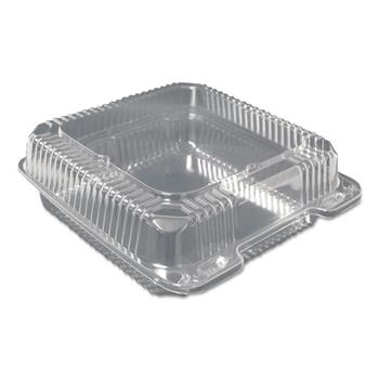 Durable Packaging Plastic Clear Hinged Containers, 8 5/8w x 3d, Clear, 200/Carton