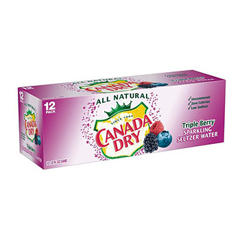 Canada Dry Seltzer Water, Triple Berry, 12 oz. Can, 12/PK