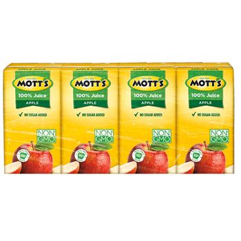 Mott&#39;s 100% Apple Juice, 4.23 oz Carton, 44/Case