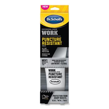 Dr. Scholl&#39;s Professional Series Work Puncture Resistant Insoles for Men, Size 8-14, Black, 1 Pair