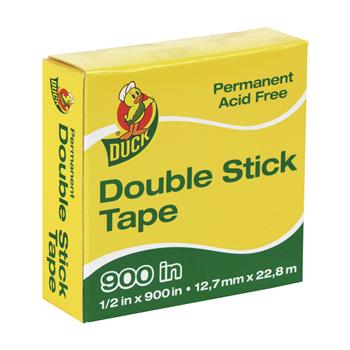 Duck Permanent Double-Stick Tape, 1/2&quot; x 900&quot;, 1&quot; Core, Clear