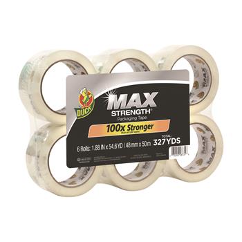 Duck MAX Packaging Tape, 1.88&quot; x 54.6 yds, 3&quot; Core, Crystal Clear, 6/PK