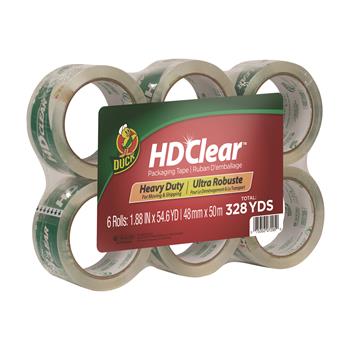 Duck Heavy-Duty Acrylic Carton Packaging Tape, 1.88&quot; x 55 yds., Clear, 6 Rolls/Pack