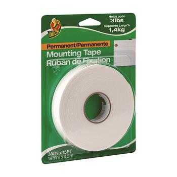 Duck Permanent Foam Mounting Tape, 3/4&quot; x 15ft, White