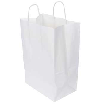 Chef&#39;s Supply Tempo Handled Bag, 110 gsm, 8&quot; L x 4-1/2&quot; W x 10-1/4&quot; H, White, 250 Bags/Case