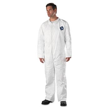 DuPont Tyvek Coveralls, Open Wrist/Ankle, HD Polyethylene, White, X-Large, 25/Carton