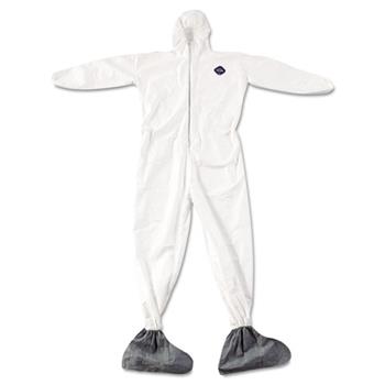 DuPont Tyvek Elastic-Cuff Hooded Coveralls w/Boots, White, 4X-Large, 25/Carton